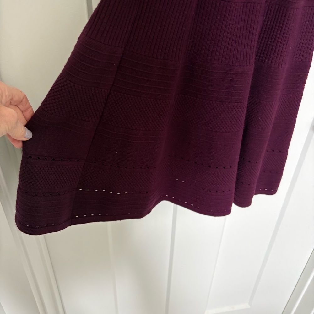Eliza J Rich Fit and Flare Sweater Dress Burgundy Long Sleeve - XS - Picture 6 of 11